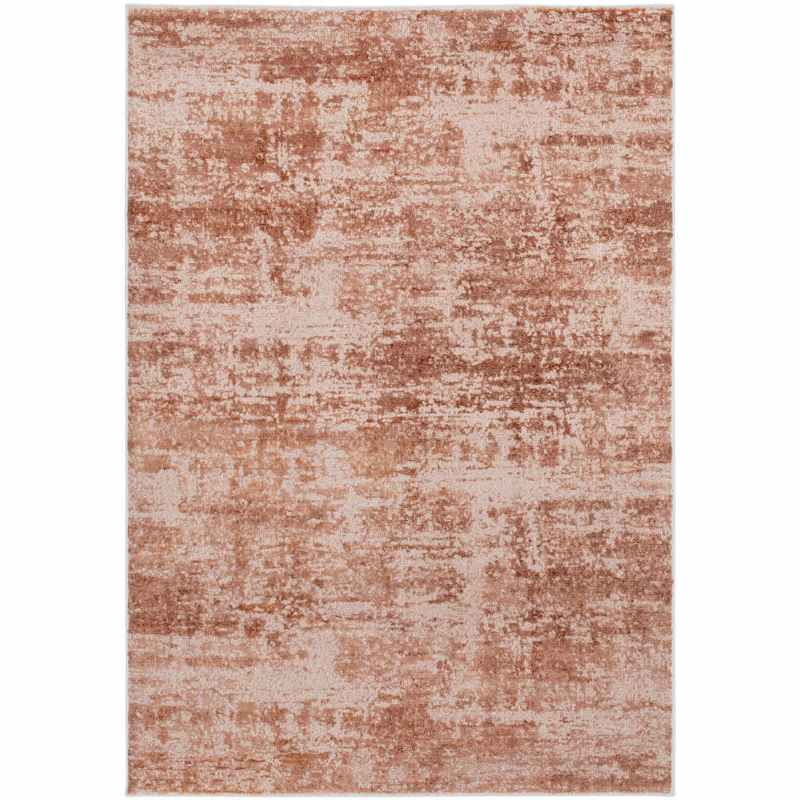 Venus Modern Plain Distressed Wool 48221 JC200 Rugs in Coral Pink