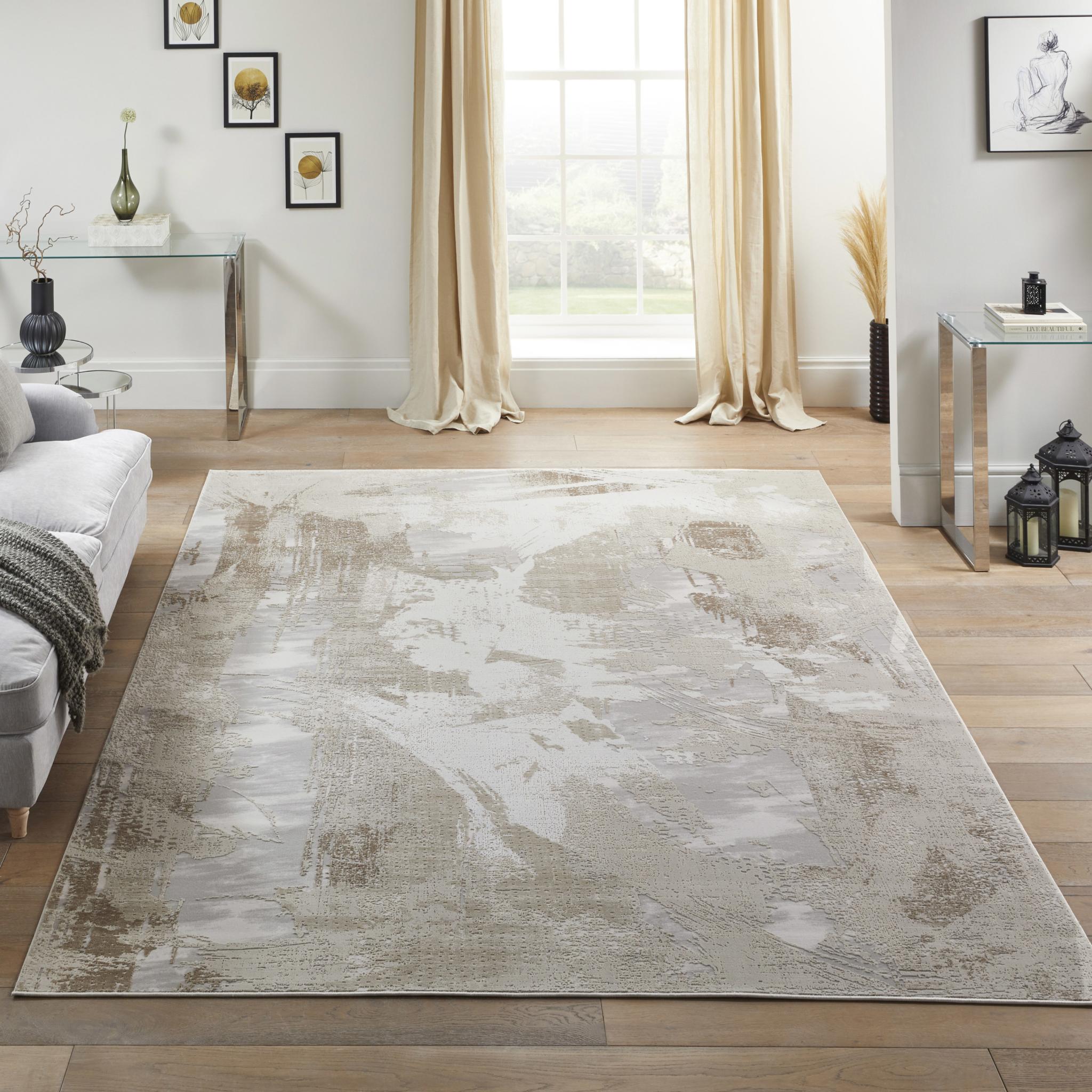 Skyline SK103 Modern Abstract Rug in Ivory Beige Small 80x150 cm (2'6"x5')