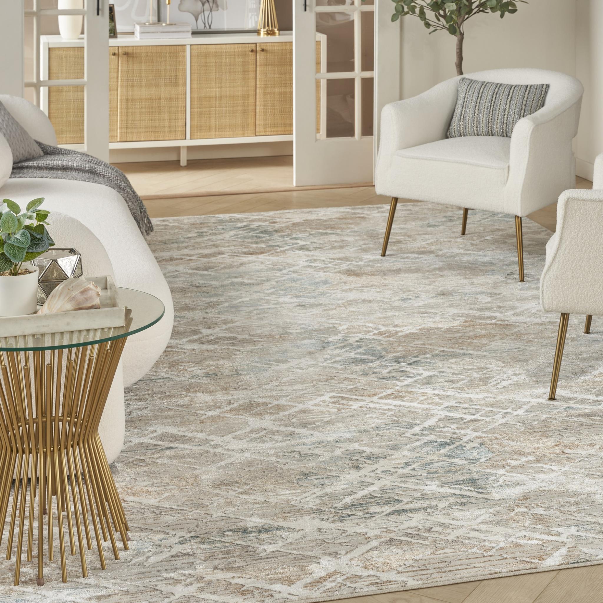 Glitz GLZ11 Modern Abstract Criss Cross Pattern Soft Silky Grey Multi Rug Runner by Nourison Medium 119x180 cm (3'11"x5'11")