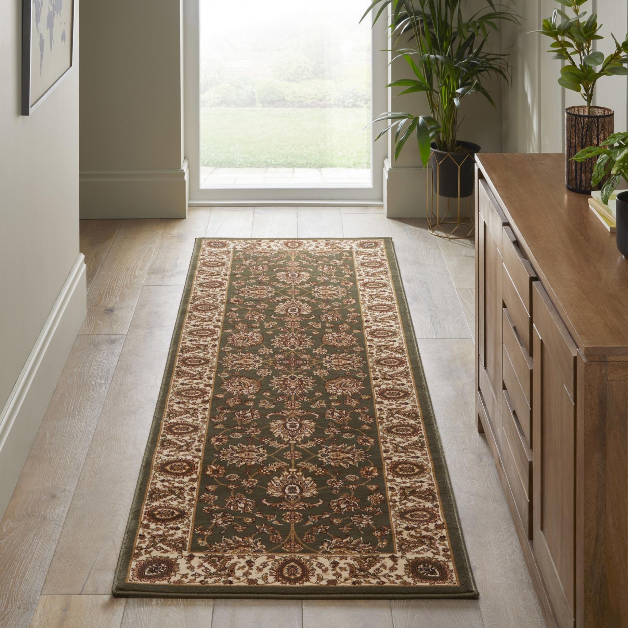 Grand Heritage GH102 Traditional Oriental Floral 1 Million Point Quality Classic Rug in Green Runner 80x240 cm (2'7"x7'11")