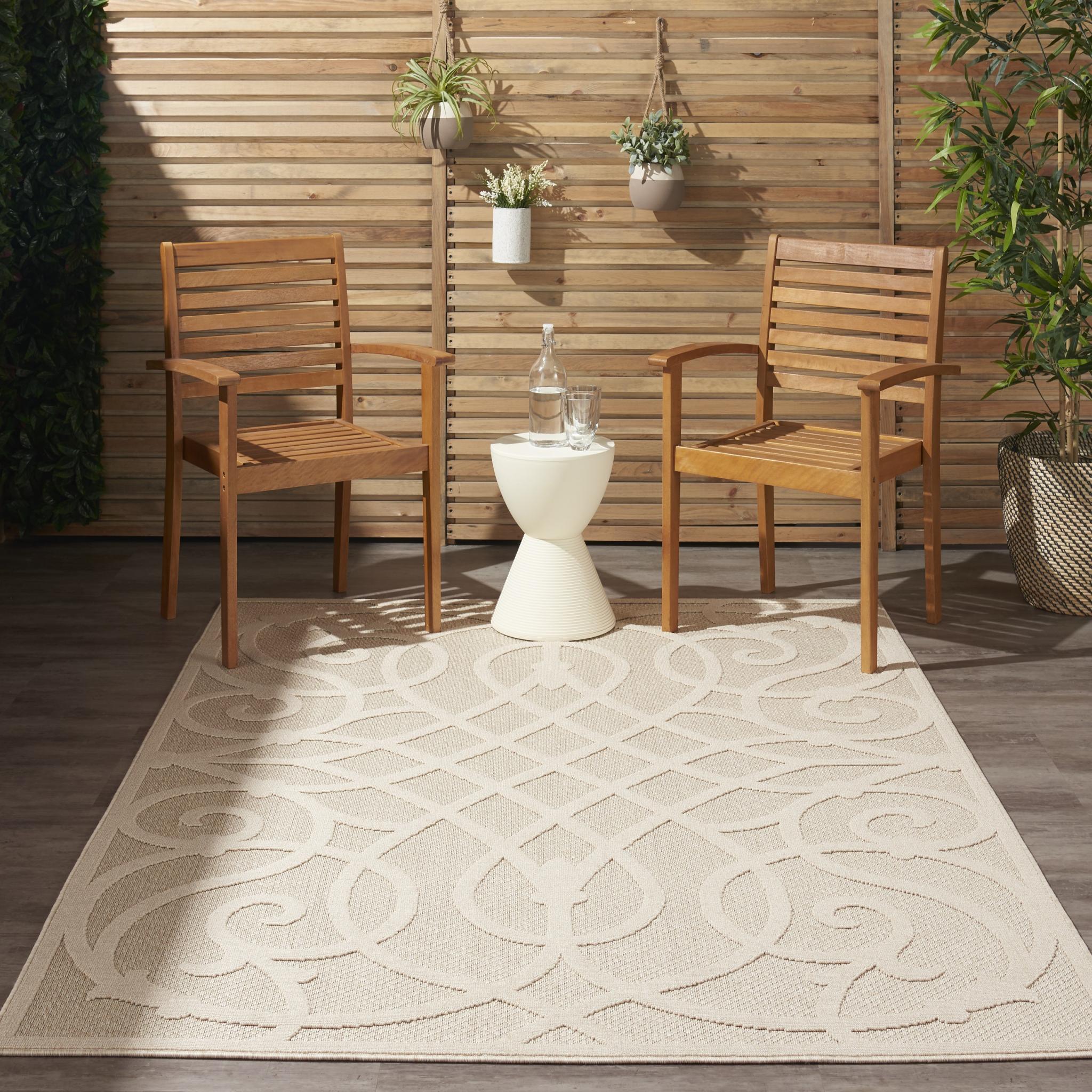 Outdoor Indoor Rug by Cozumel Nourison CZM04 Diamond 3D Modern Rug in Cream Medium 122x183 cm (4'x6')