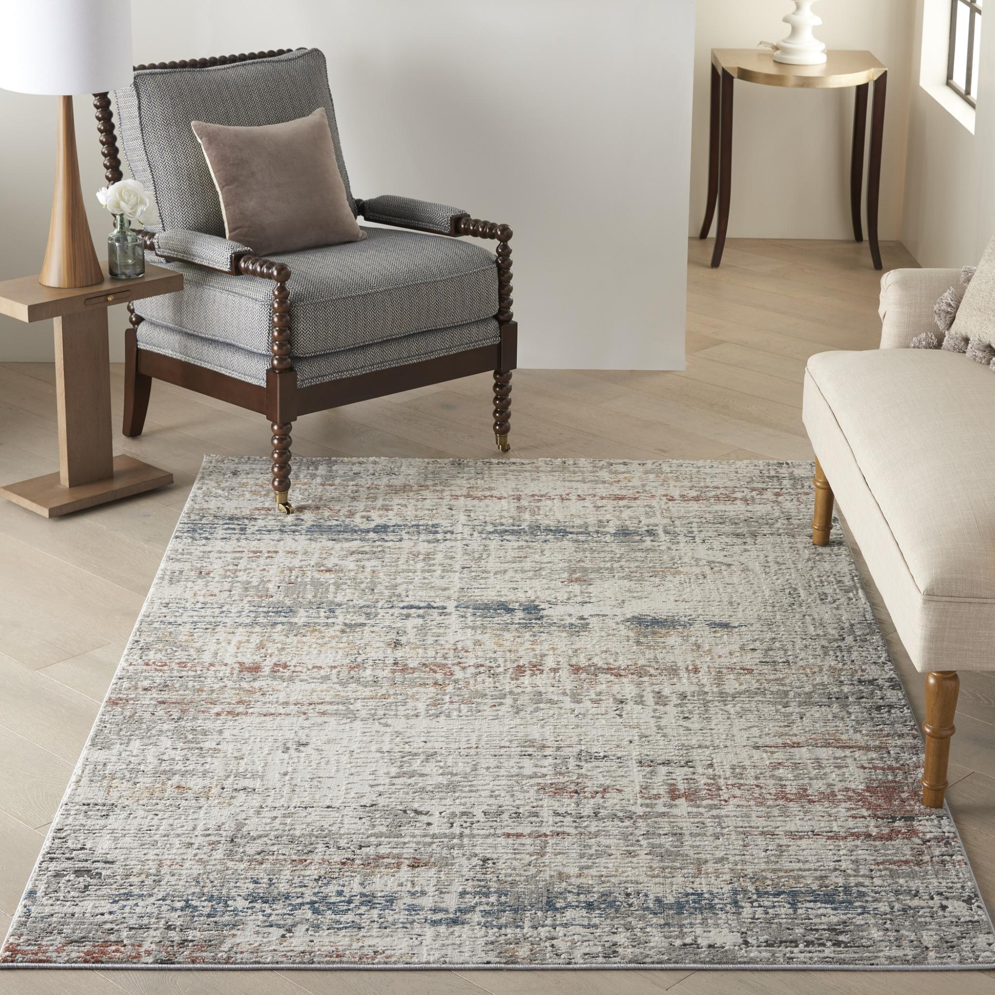 Rustic Textures RUS14 Modern Painterly Abstract Rug in Light Grey Multi Medium 120x180 cm (4'x5'11'')
