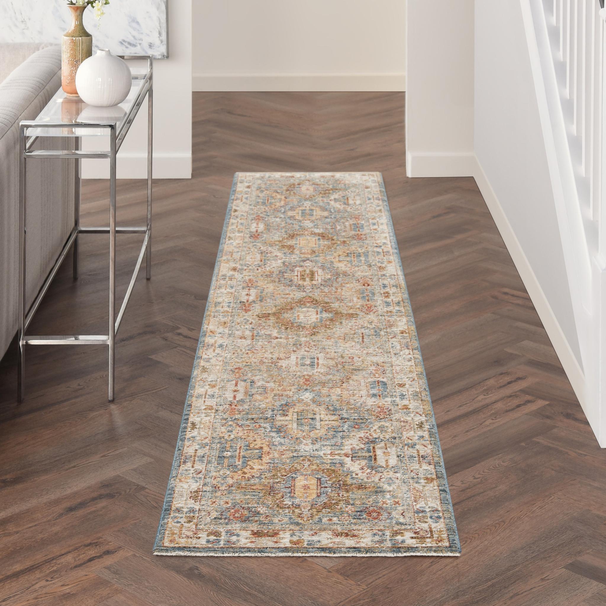 Sahar Traditional Elegance Persian Vintage Floral SHR01 Blue Rug Runner 69x310 cm (2'3"x10'2")