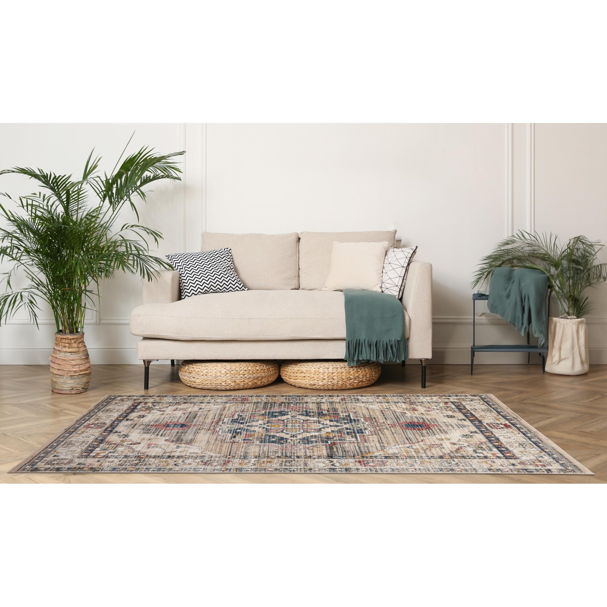 Nova Leona Grey Rug Modern Distressed Traditional Persian Rug and Hallway Runner Large 160x230 cm (5'3"x7'7")