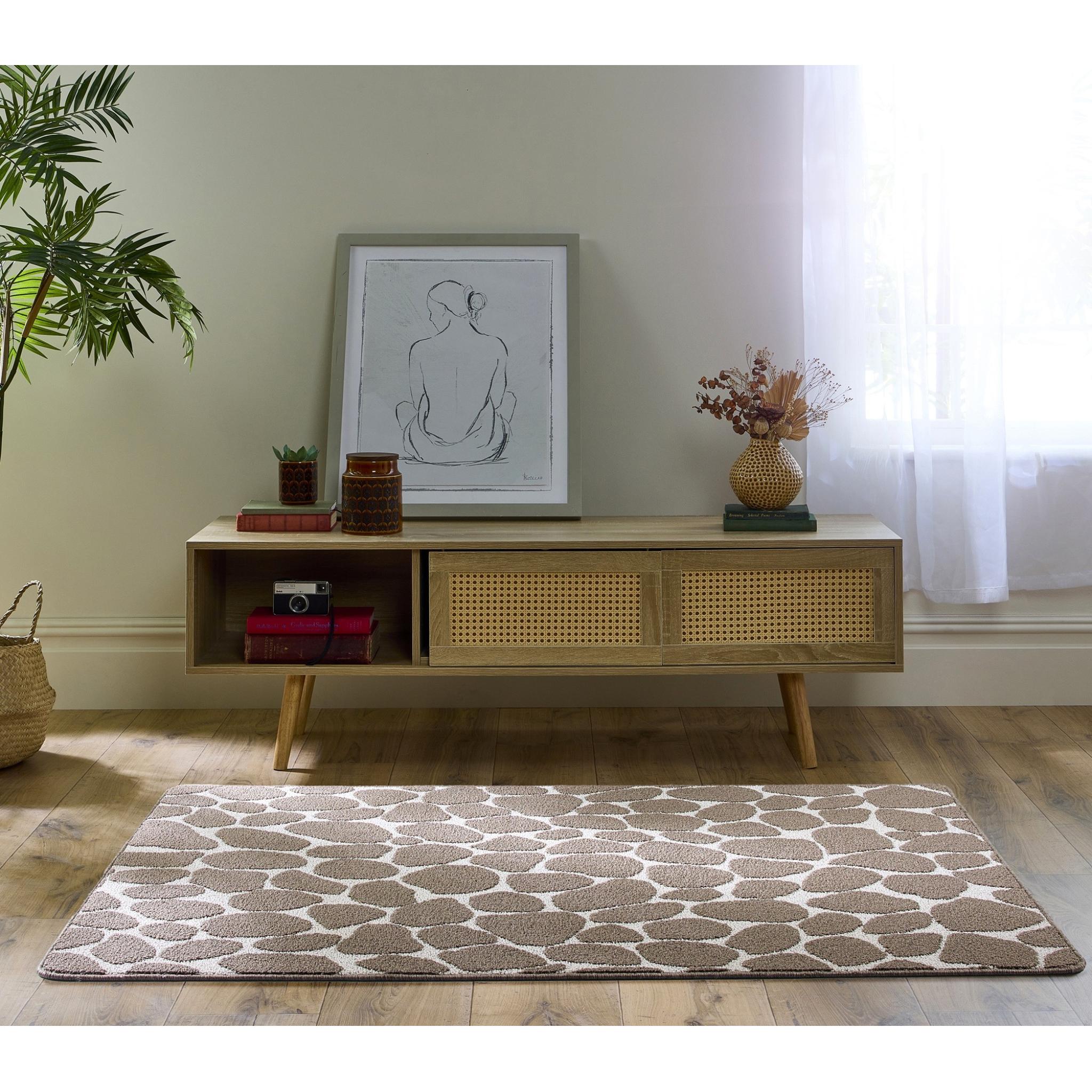 My Mat Sculptured Washable Patterened Pebble Mink Non-Slip Floor Mat Home Entrance Rug 100x150cm (3'3''x5')
