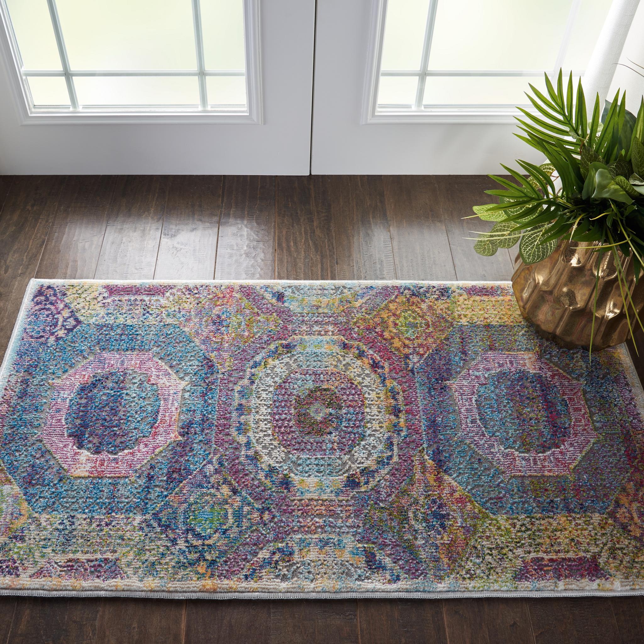 Nourison Ankara Vintage Antique Traditional ANR05 Rug Runner Round in Multi 61x122 cm (2'x4')