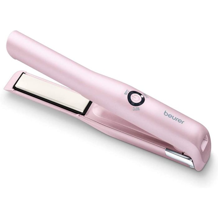 Beurer HS20 Cordless Rechargeable Hair Straightener Fast-Heating Pink