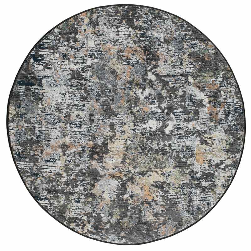 Canyon Abstract Modern Circle Rugs 52023 3535 in Dark Grey