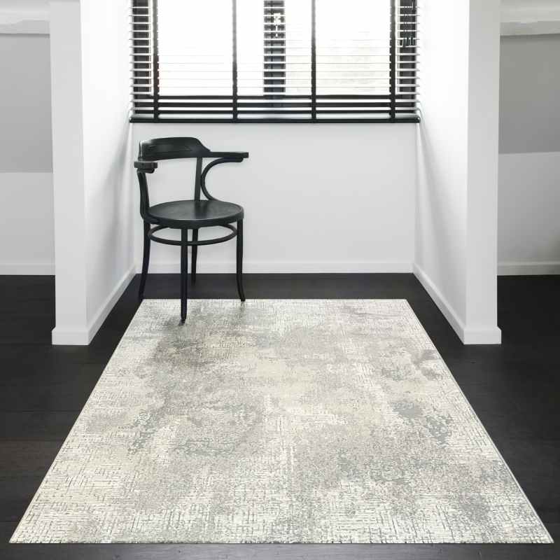 Canyon Abstract Modern Rug 52068 6484 in Silver Grey