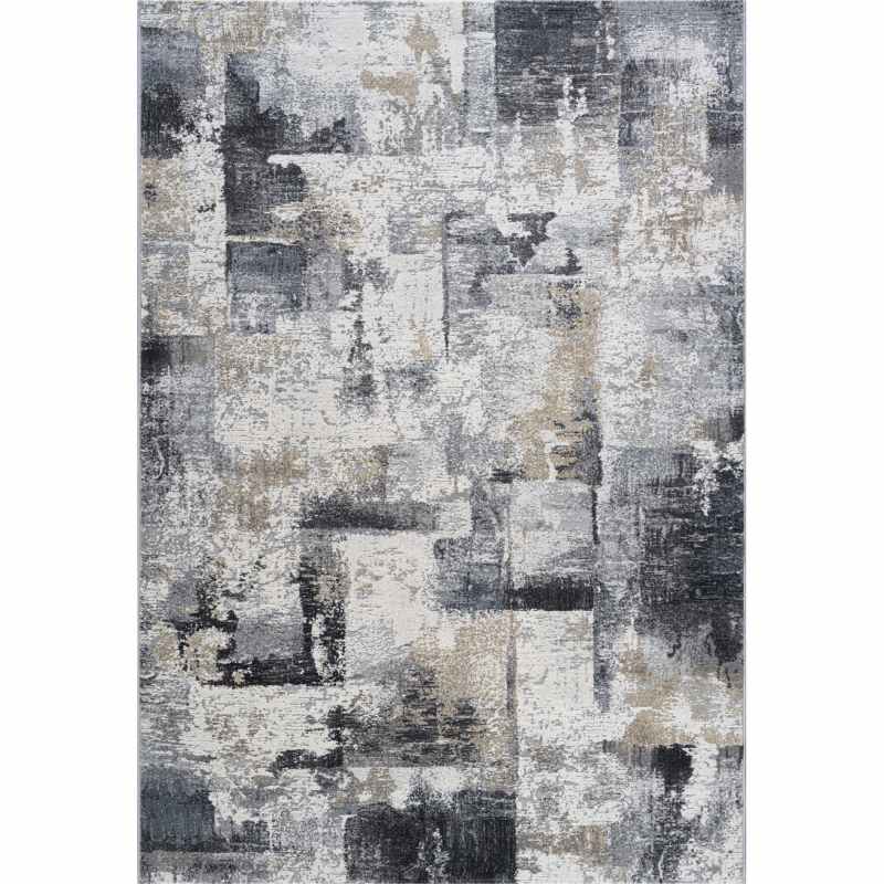 Canyon Abstract Modern Rug 52069 6676 in Charcoal Grey