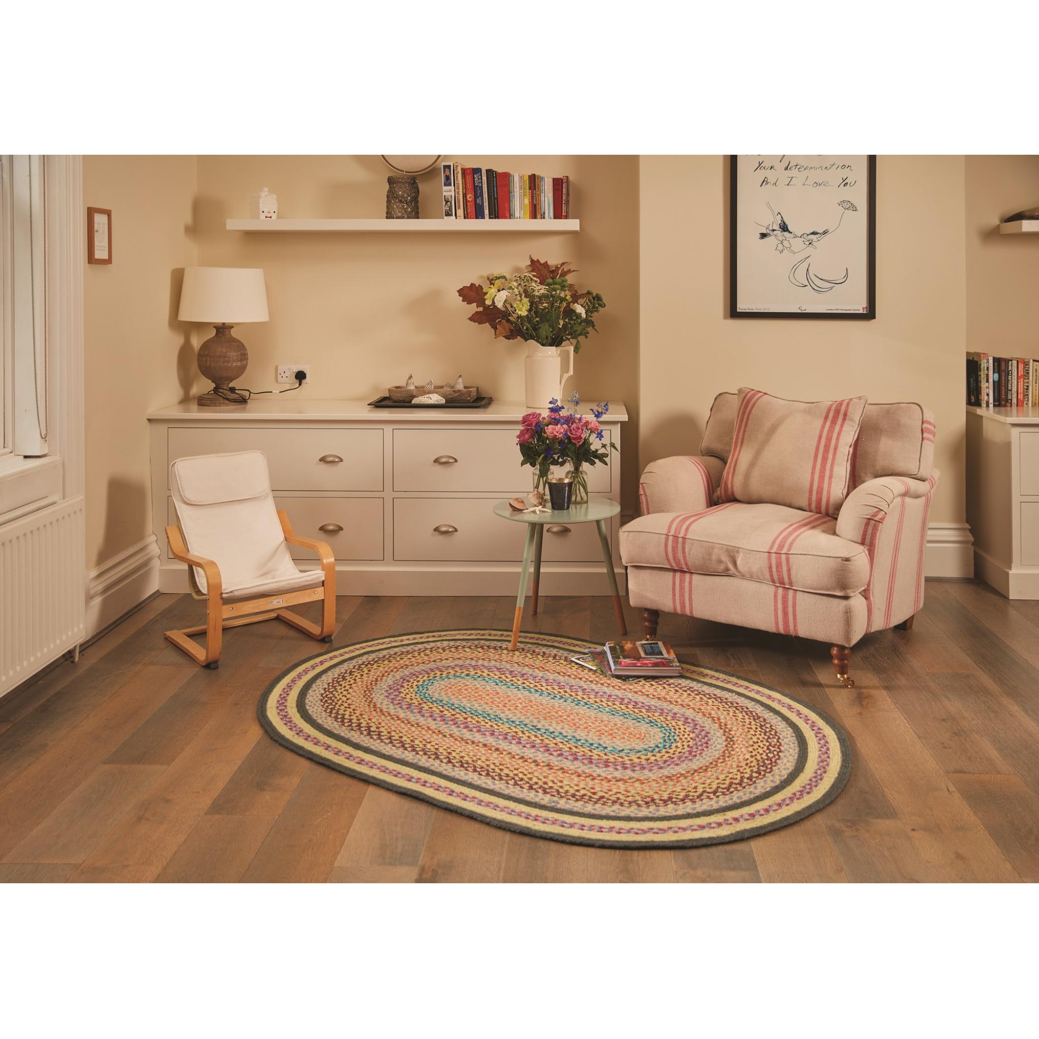 Origins Jute Extra Colourful Oval Rug in Natural Multi 160x230 cm (5'3"x7'7") Large 160x230 cm (5'3"x7'7")