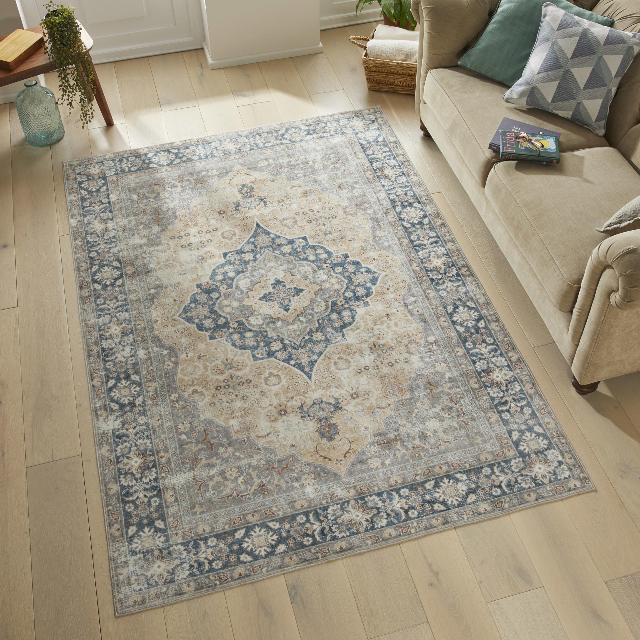 Liberty Classic Washable Non-Slip Traditional LIB205 Gold Rug Medium 120x180 cm (4'x6')