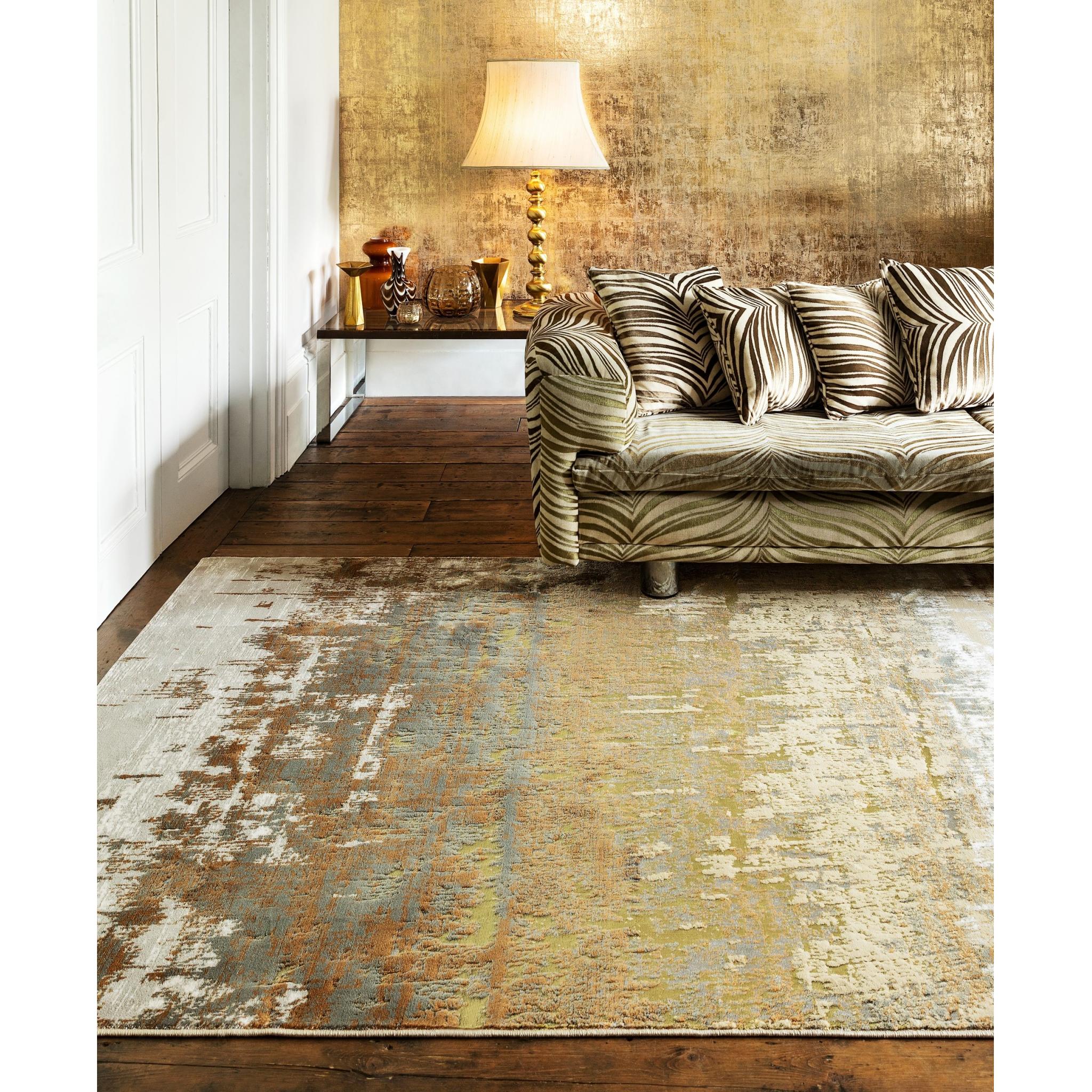 Aurora AU01 Dune Gold Modern Shiny Abstract Design Rug Hallway Runner 160x230cm (5'3"x7'7")