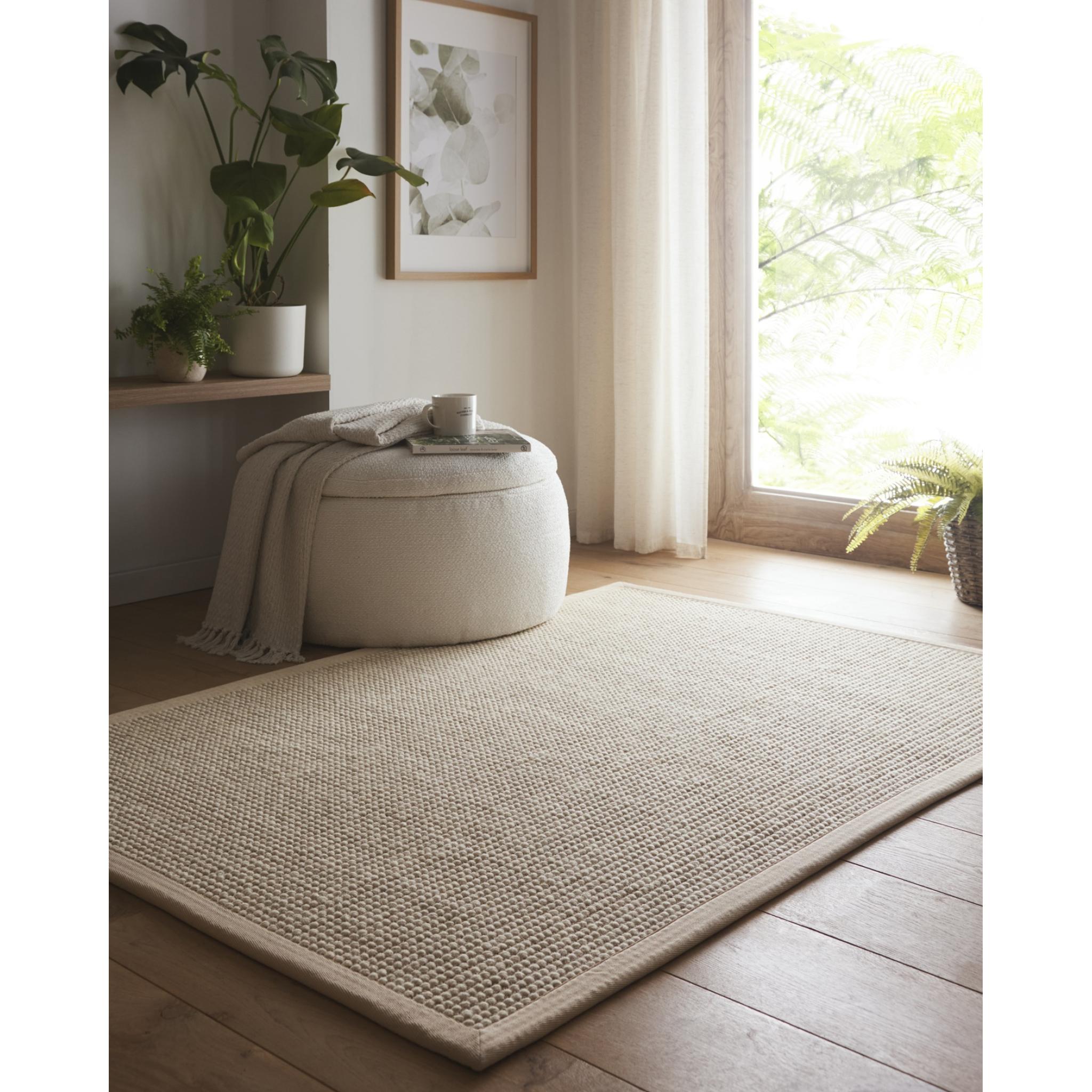 Sisal Boucle Durable Classic Bordered Style Natural Rug with Beige Border Medium 120x170 cm (4'x5'6")