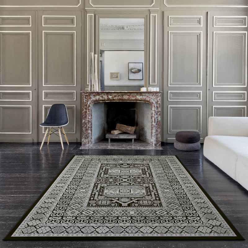 Da Vinci Traditional Medallion 57147 3636 Rugs in Dark Grey