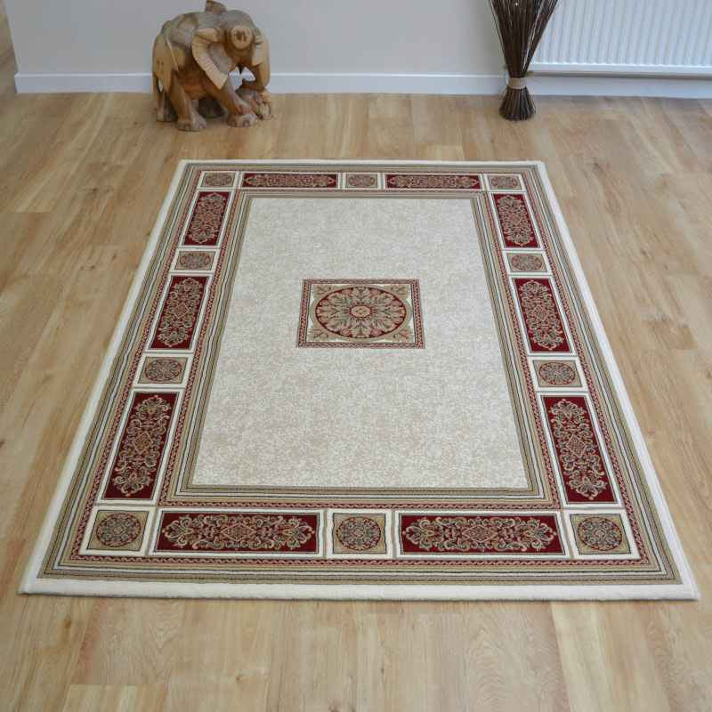Da Vinci Traditional Bordered 57801 6414 Rugs in Cream Red