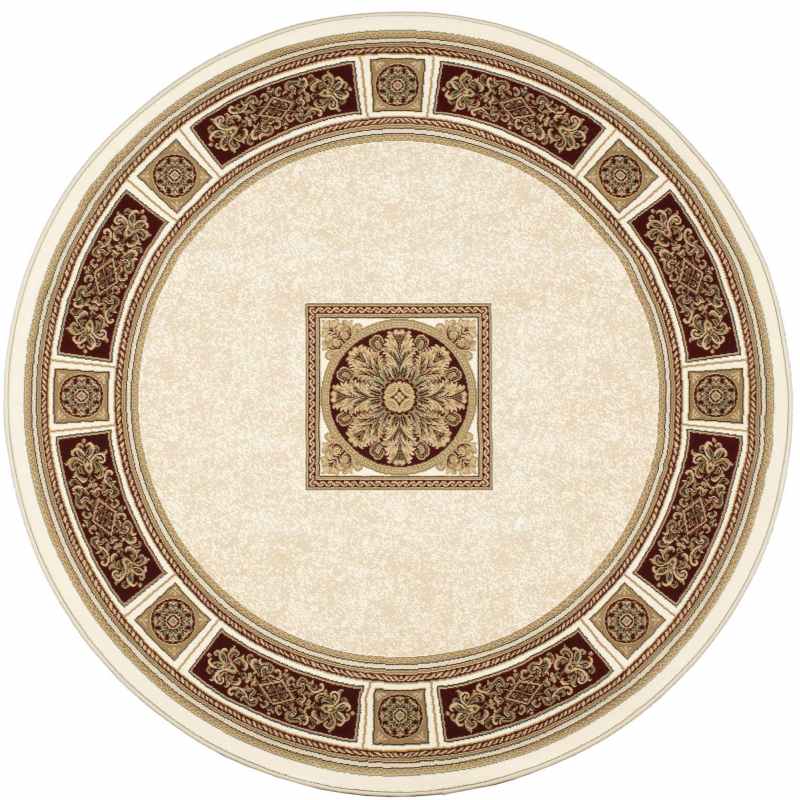 Da Vinci Traditional Bordered Circle 57801 6414 Rugs in Cream Red