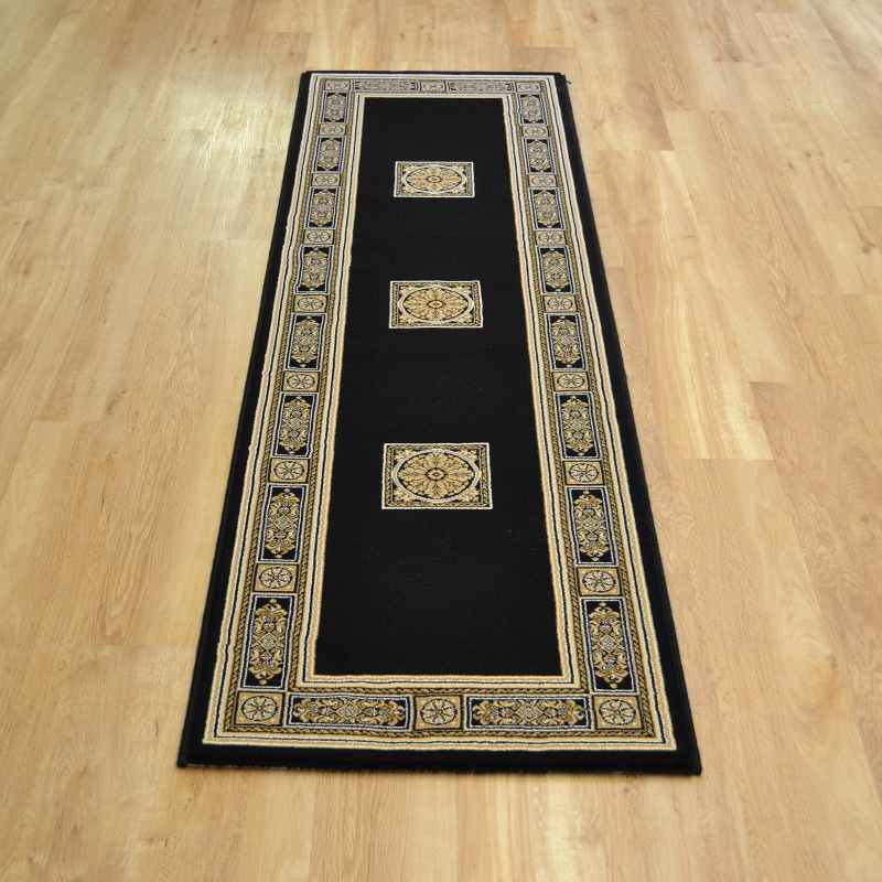 Da Vinci Traditional Bordered 57801 3233 Runner Rugs in Black