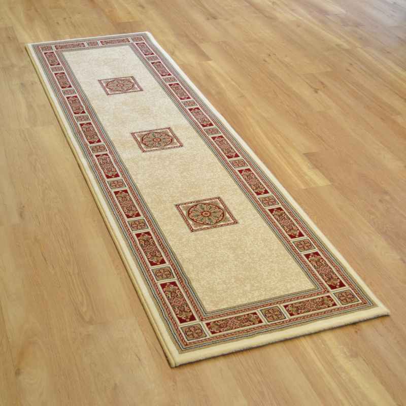 Da Vinci Traditional Bordered 57801 6414 Runner Rugs in Cream Red