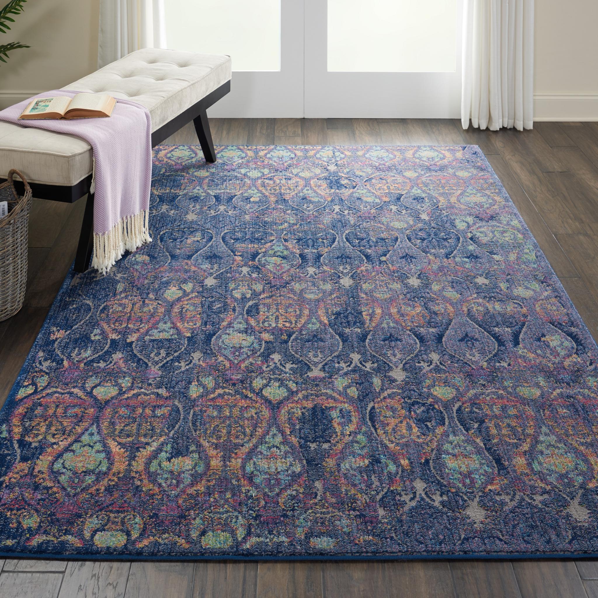 Nourison Ankara Vintage Antique Traditional ANR08 Rug Runner Round in Navy Multi 122x183 cm (4'x6')