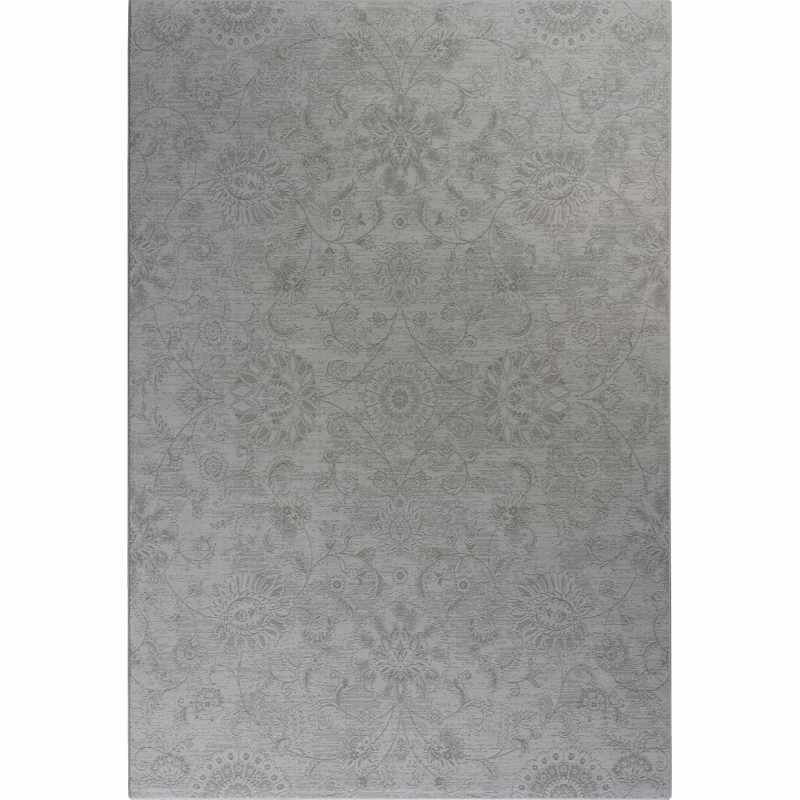 Oslo 59004 6565 Floral Textured Rugs in Cream White