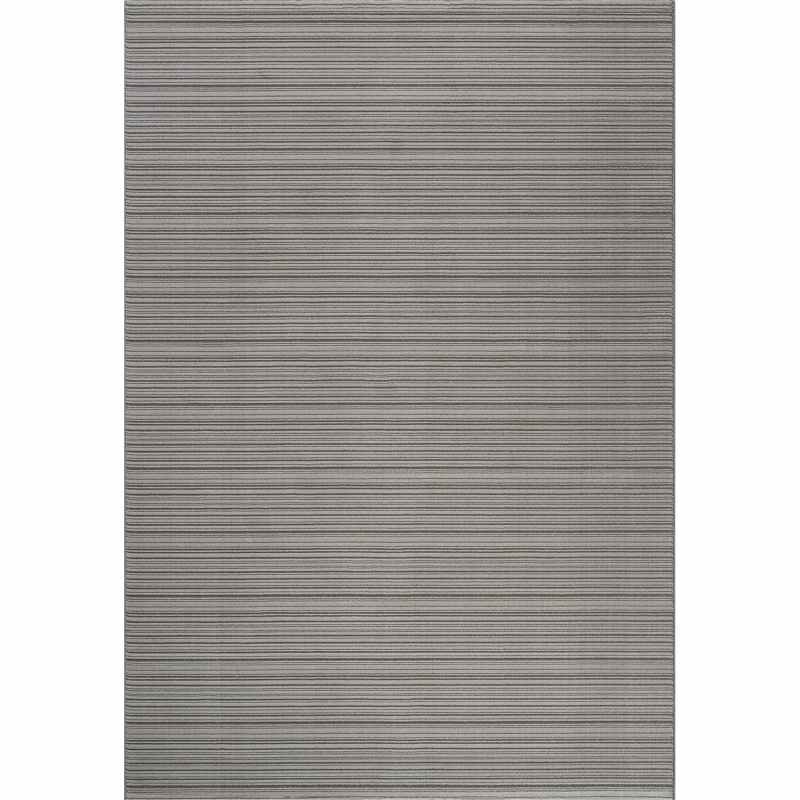 Oslo 59012 8585 Carved Textured Striped Rugs in Grey