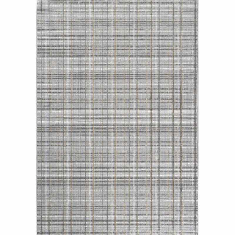 Oslo 59016 5575 Carved Textured Checked Rugs in Gold