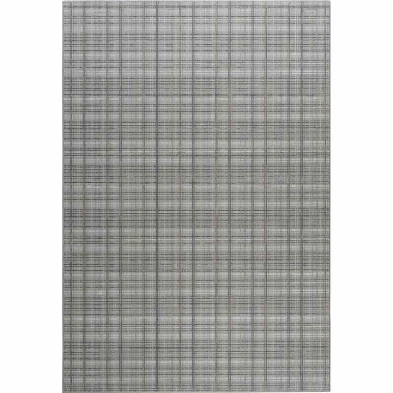 Oslo 59016 8575 Carved Textured Checked Rugs in Silver