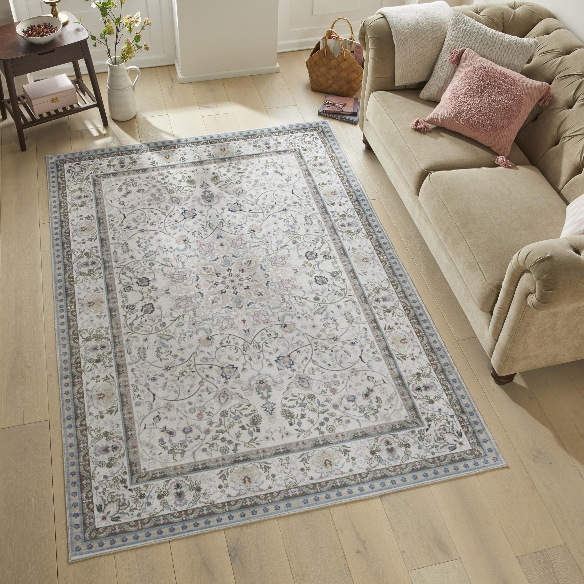Liberty Classic Washable Non-Slip Traditional LIB202 Pastel Multi Rug Medium 120x180 cm (4'x6')