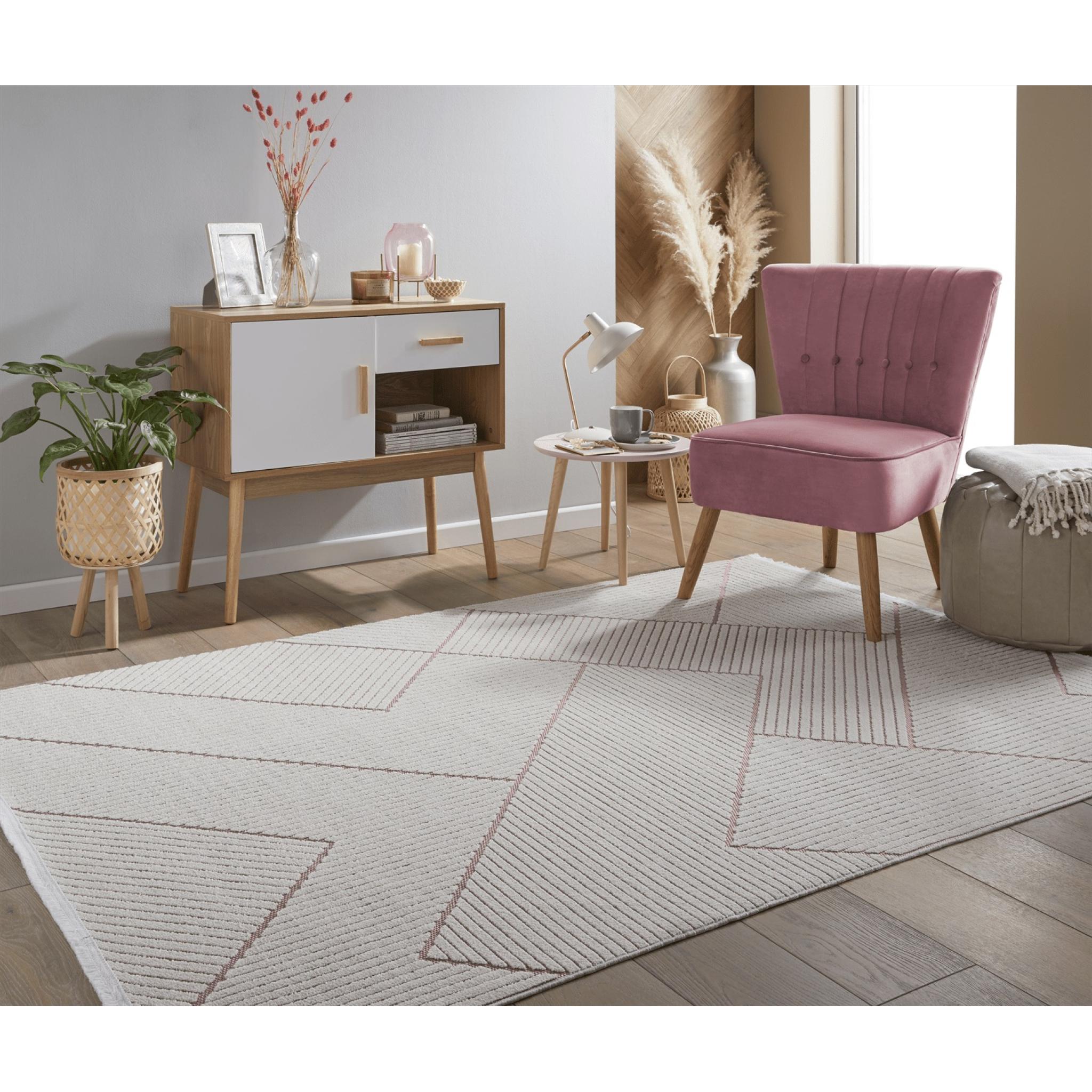 Jazz Indoor Outdoor Rug Garden Bedroom Living Room Patio Geometric Rug JAZ14 Rose Large 160x220 cm (5'3"x7'6")