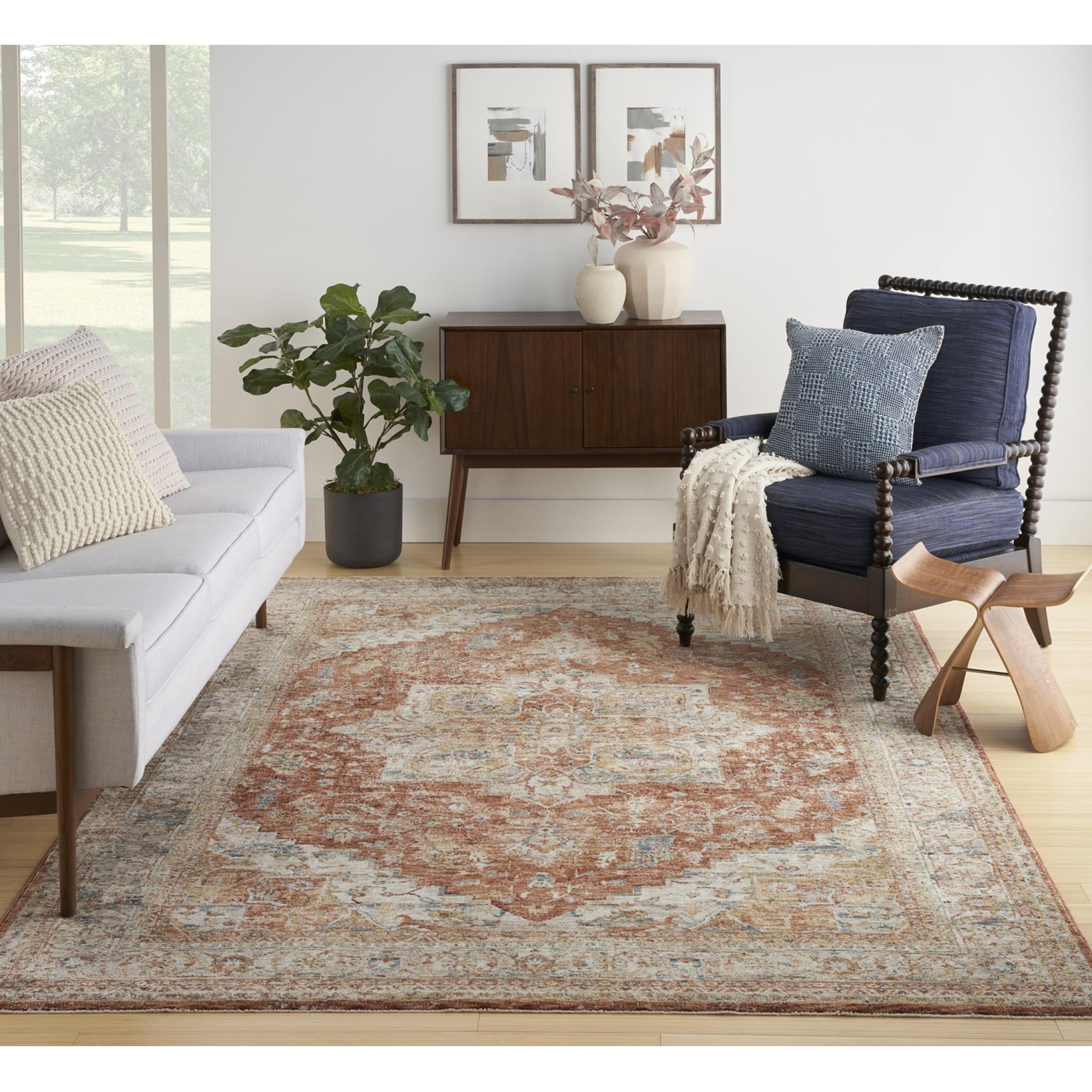 Sahar SHR06 Traditional Classic Medallion Persian Vintage Floral Ivory Multi Rug 239x315 cm (7'10"x10'4")