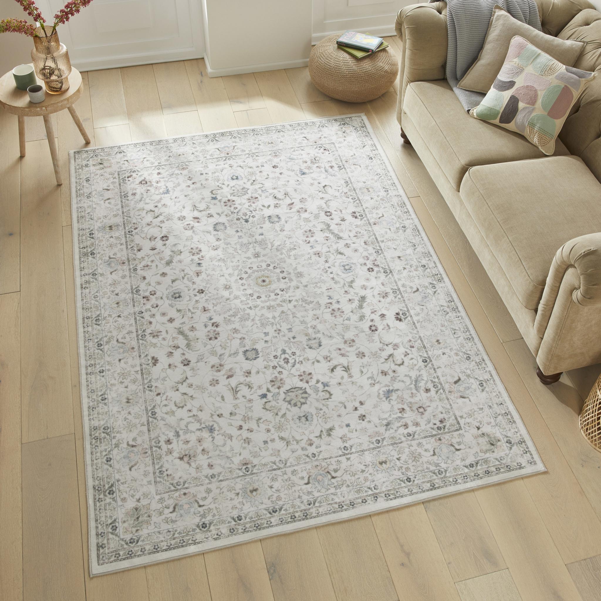 Liberty Classic Washable Non-Slip Traditional LIB201 Cream Rug Medium 120x180 cm (4'x6')