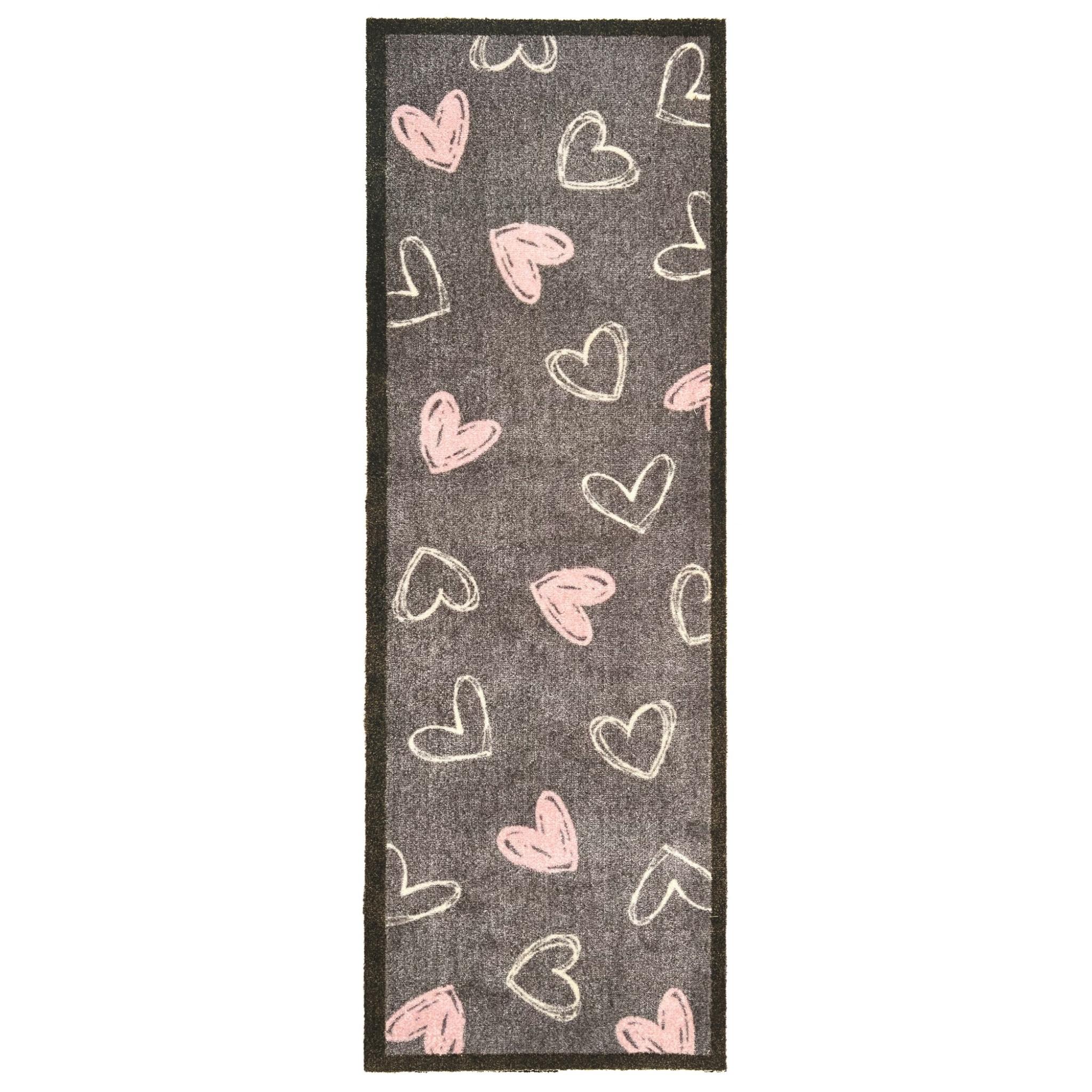 My Mat Nylon Indoor Pattern My Welcome Hearts Washable Non-Slip Entrance Rug or Runner Runner 50 x 150 cm (2'x5')