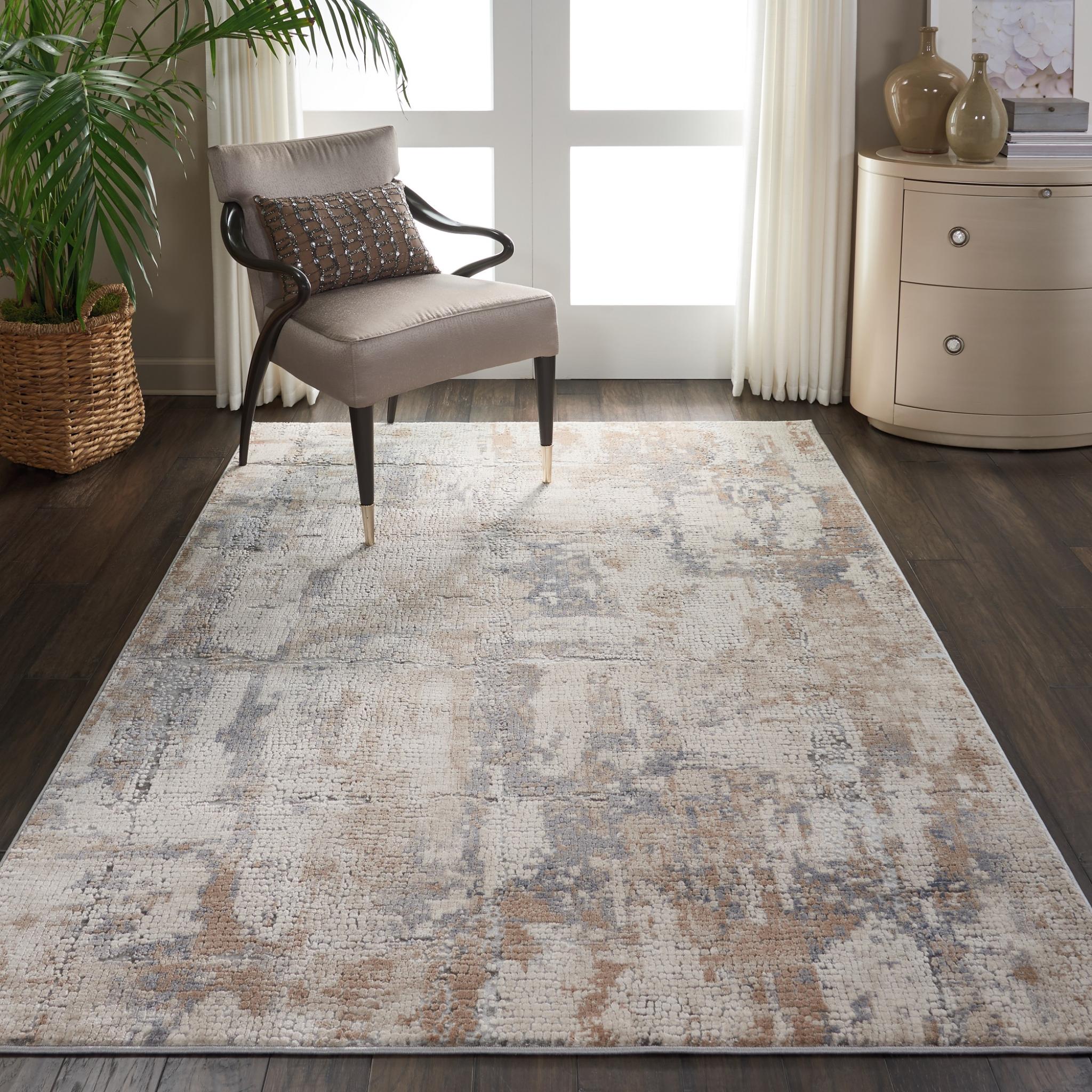 Rustic Textures RUS06 Modern Abstract Rug in Beige Grey Large 160x221 cm (5'3''x7'3''')