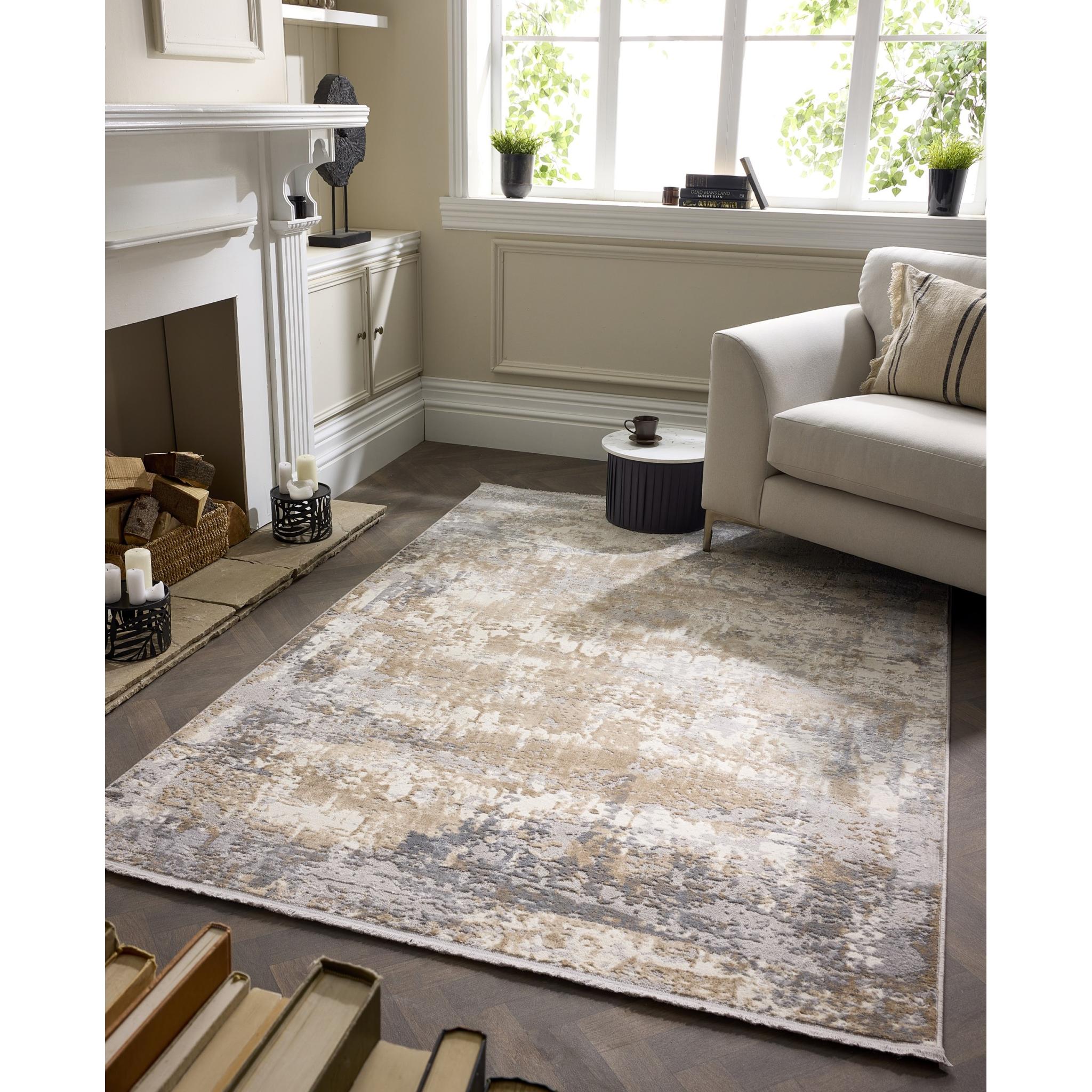 Origins Cosimo Distressed Hand Carved Blue/Grey Rug Small 80x150 cm (2'6"x5')