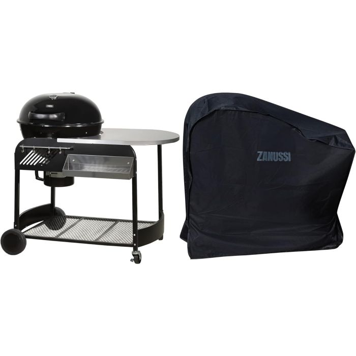Zanussi Kettle Charcoal BBQ Portable with Trolley and Cover ZCBBQ22TK-C Black