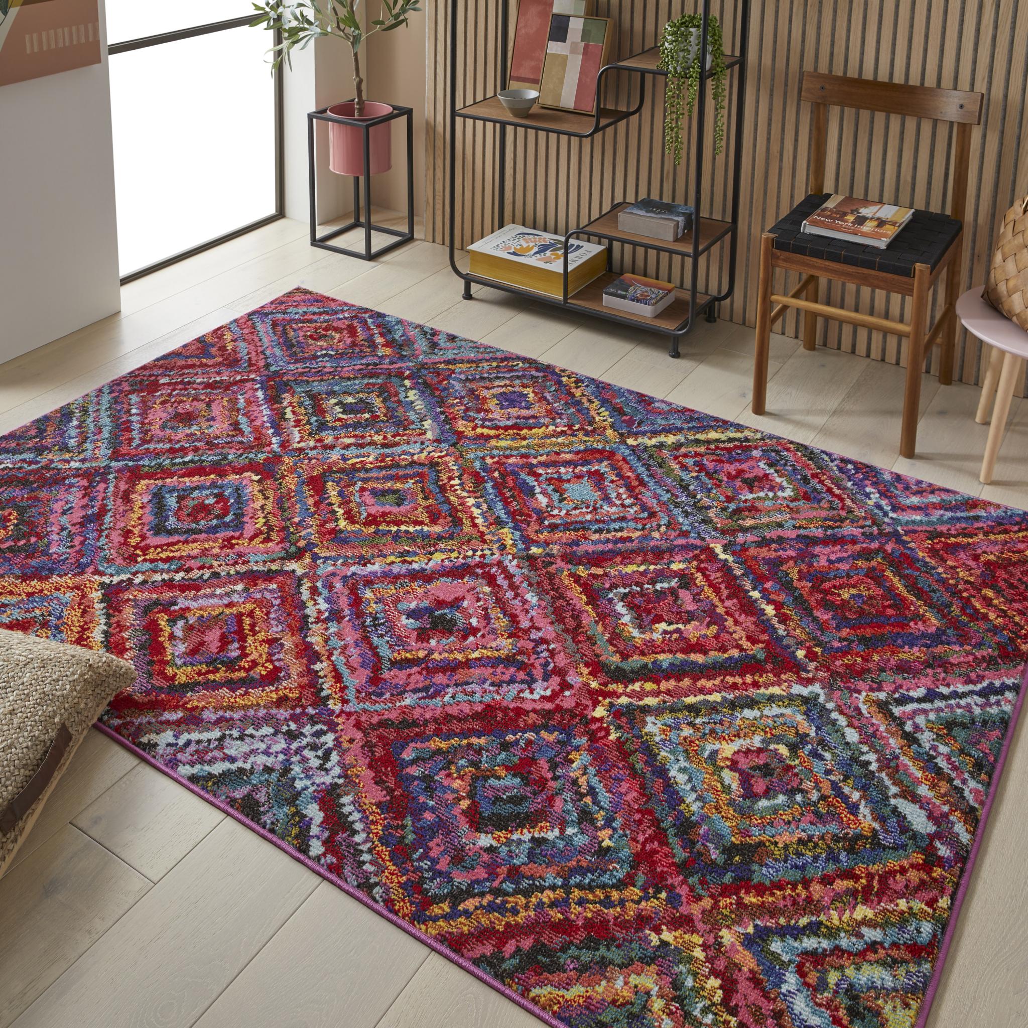 Carnaval CAR105 Vibrant Multi Colours Modern Geometric Rug by Concept Looms Large 160x220 cm (5'3"x7'6")