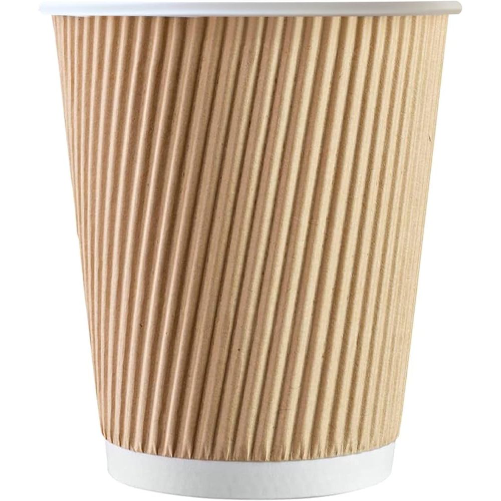 Recyclable Hot Beverage Takeway Cup Kraft Ripple Walled 12oz Case Size 500