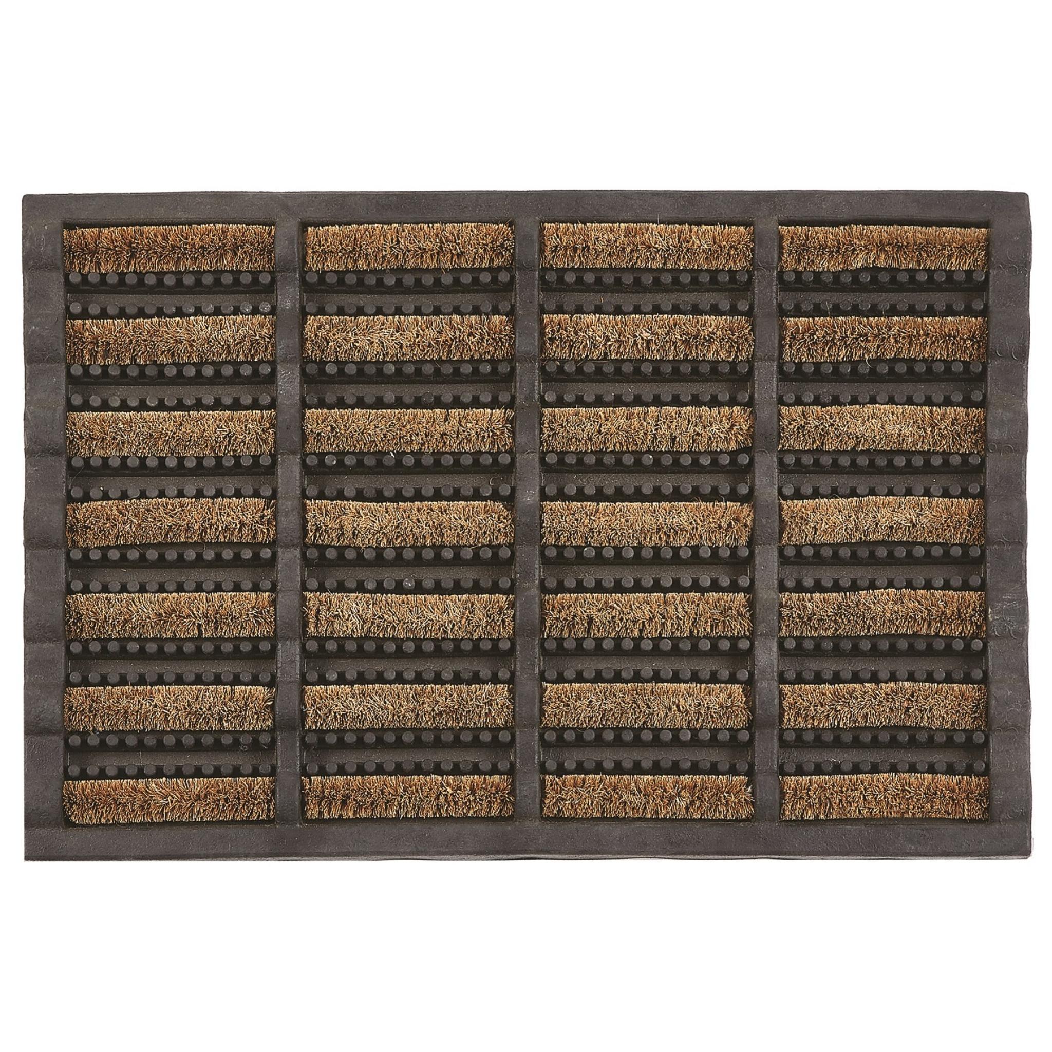 Outdoor Coir Mud Dirt Scraper Mat Doormat with Eco-Friendly Latex Backing in Natural Black 40 x 60 cm