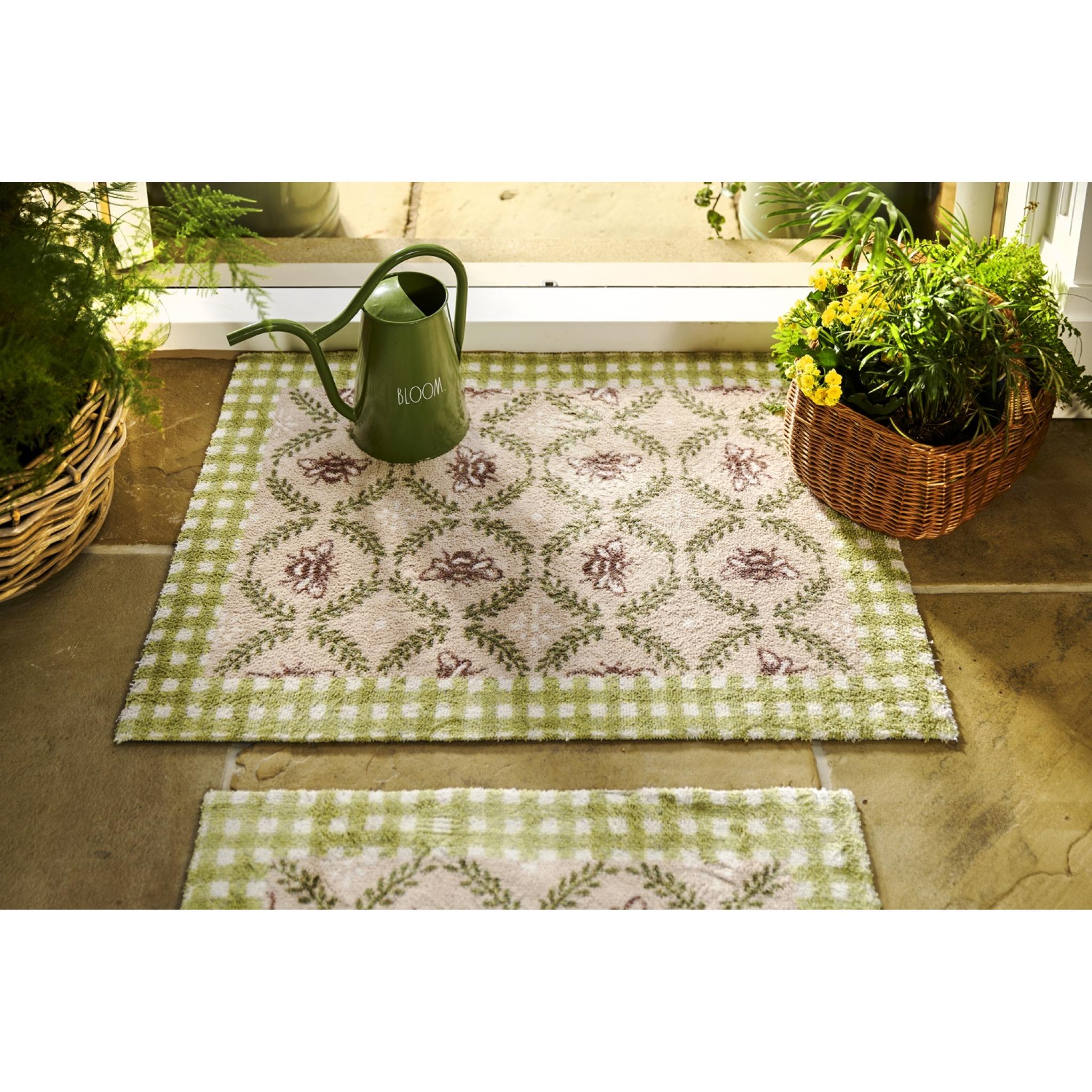 Hug Rug Beehive Green Doormat Soft Entryway Non Slip Rug or Entry Hall Runner 65x85 cm (2'1"x2'9")