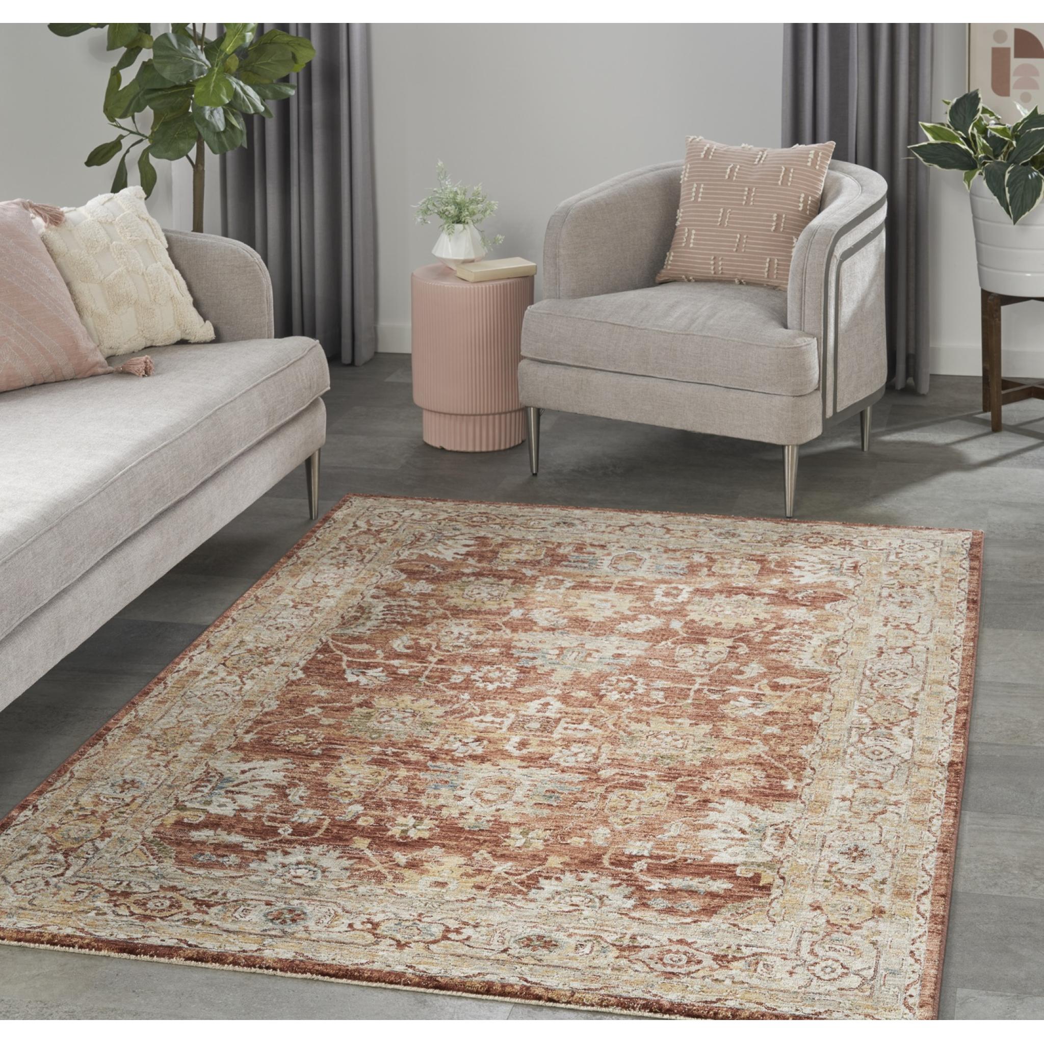Sahar Traditional Elegance Persian Vintage Floral SHR02 Rust Rug Medium 119x180 cm (3'11"x5'11")