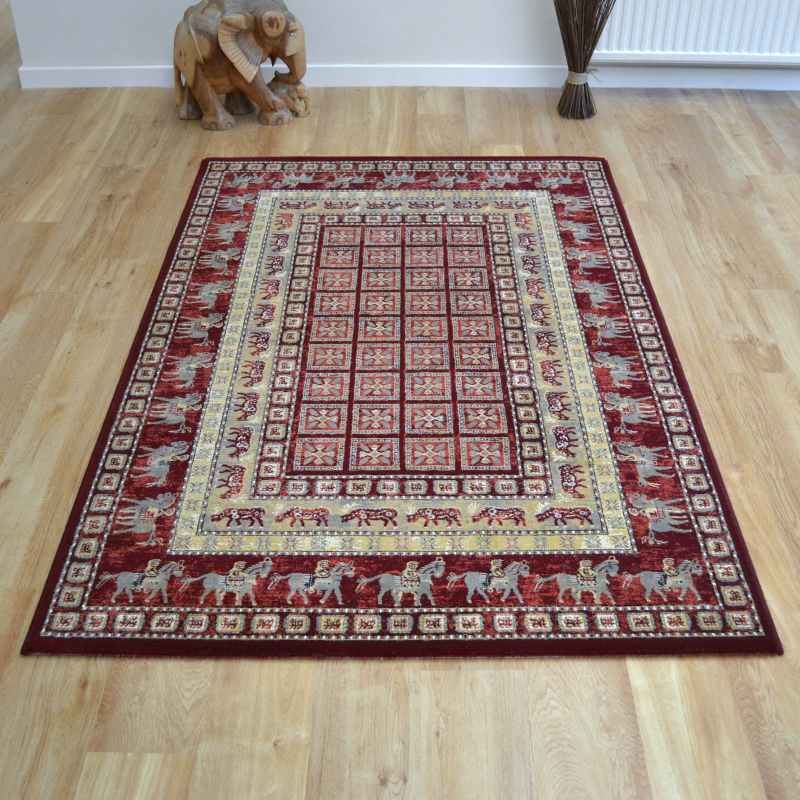 Noble Art Traditional Geometric Rugs 65106 390 in Red