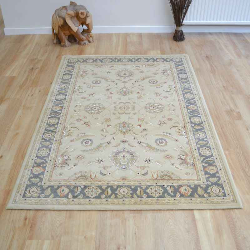 Noble Art Traditional Bordered Rugs 65124 192 in Ivory Green