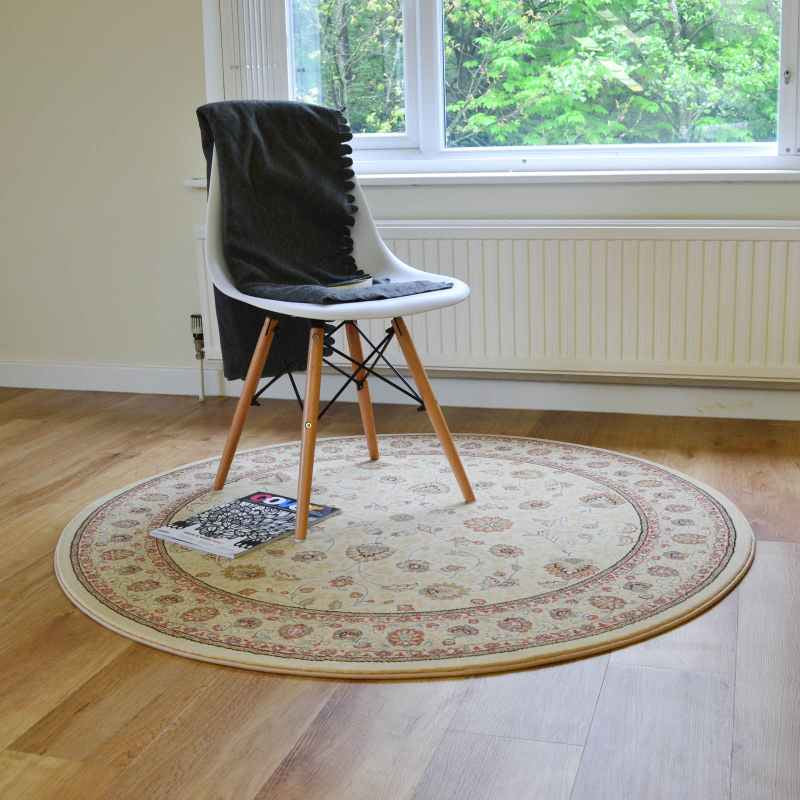 Noble Art Traditional Bordered Circle Rugs 6529 190 in Cream