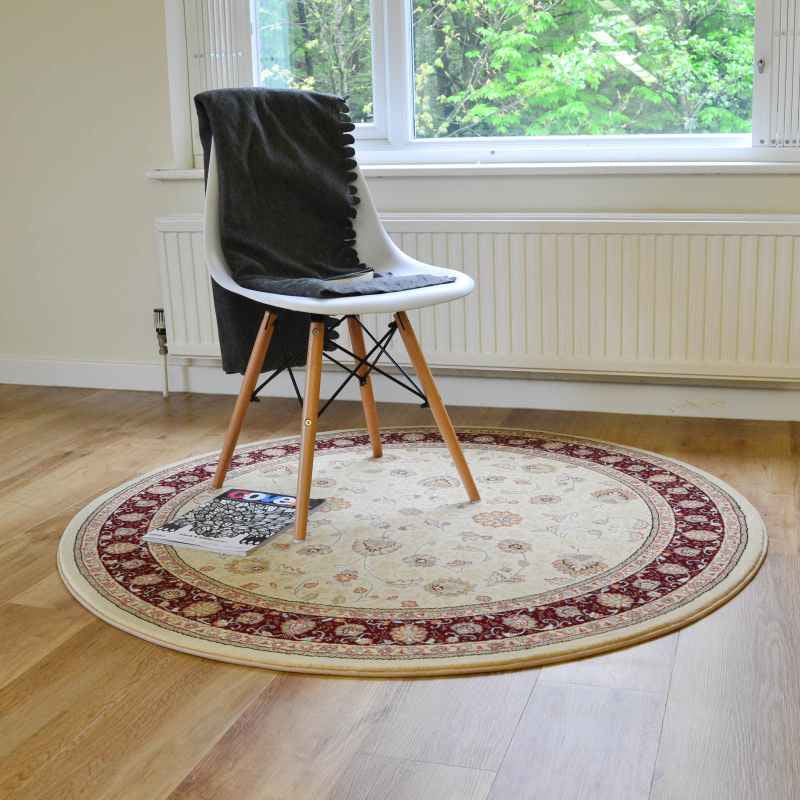 Noble Art Traditional Bordered Circle Rugs 6529 191 in Cream Red