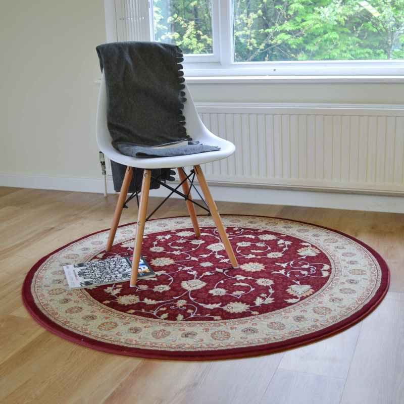 Noble Art Traditional Bordered Circle Rugs 6529 391 in Red