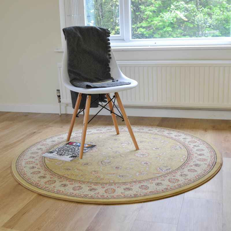 Noble Art Traditional Bordered Circle Rugs 6529 790 in Gold