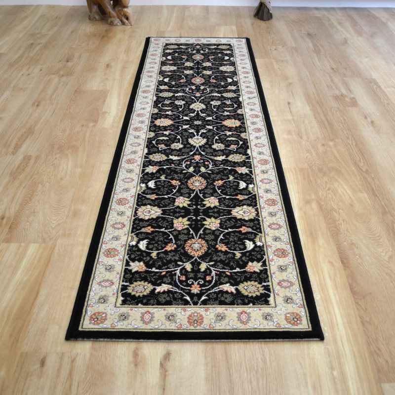 Noble Art Traditional Bordered Runner Rugs 6529 090 in Black