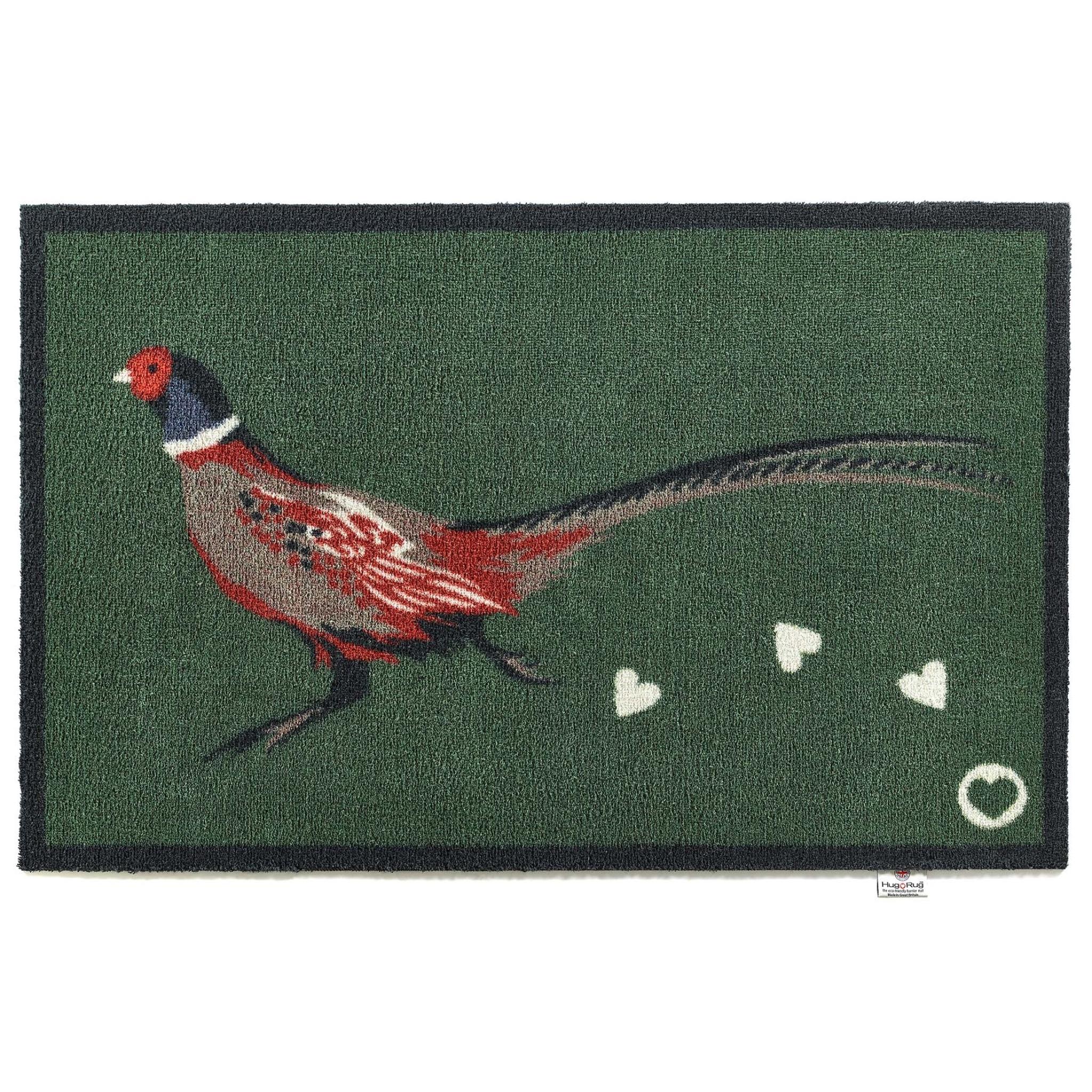 Hug Rug Country Pheasant 2 (Green) Non-Slip Washable Mat or Runner 65x85 cm (2'1"x2'9")