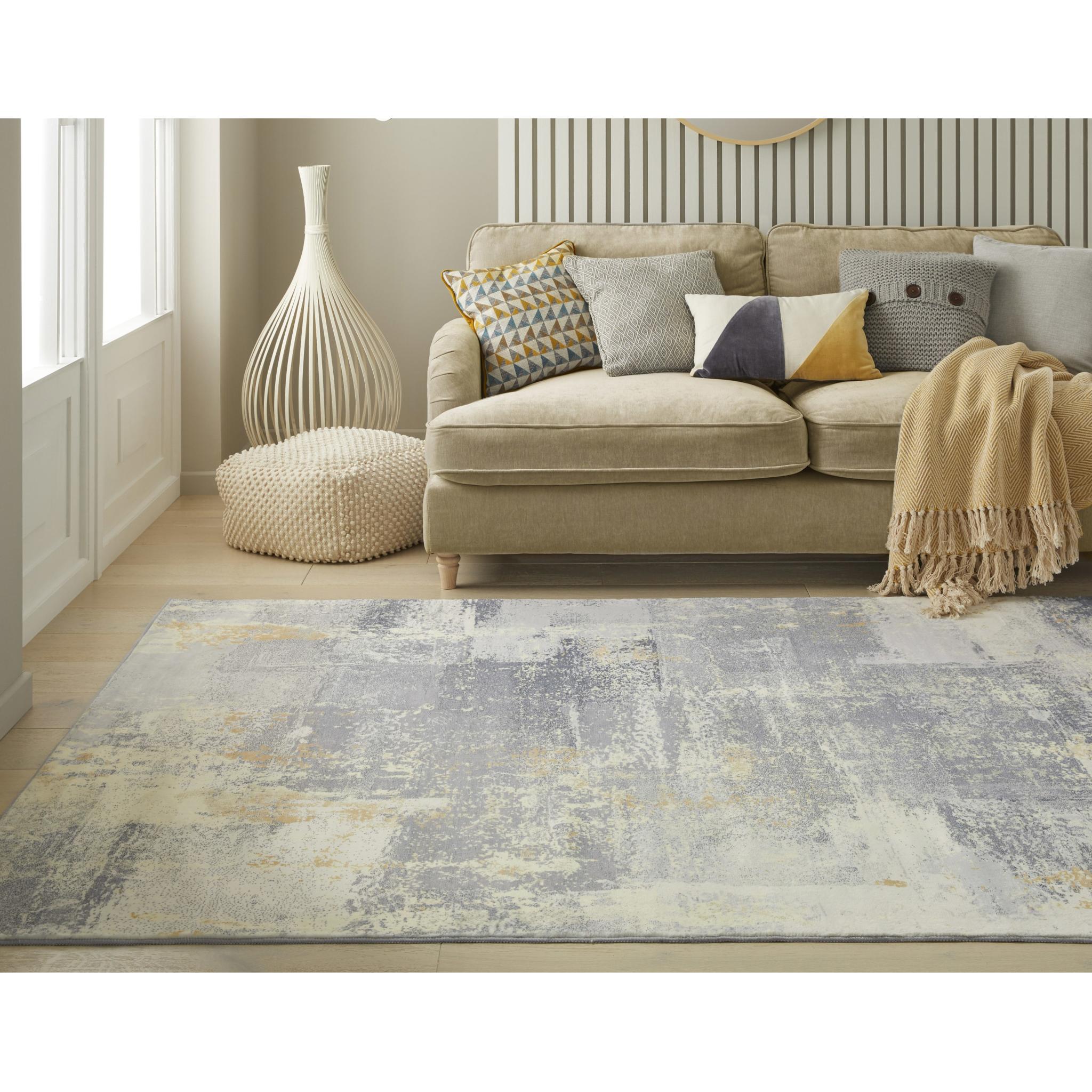 Lux Washable LUX02 Modern Abstract Non-Slip Machine Washable Rug in Light Grey Medium 120x180 cm (4'x6')